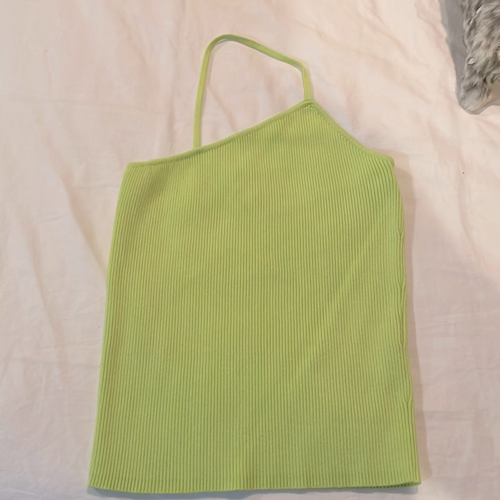 Zara- one strap knit top- soft lime green- small